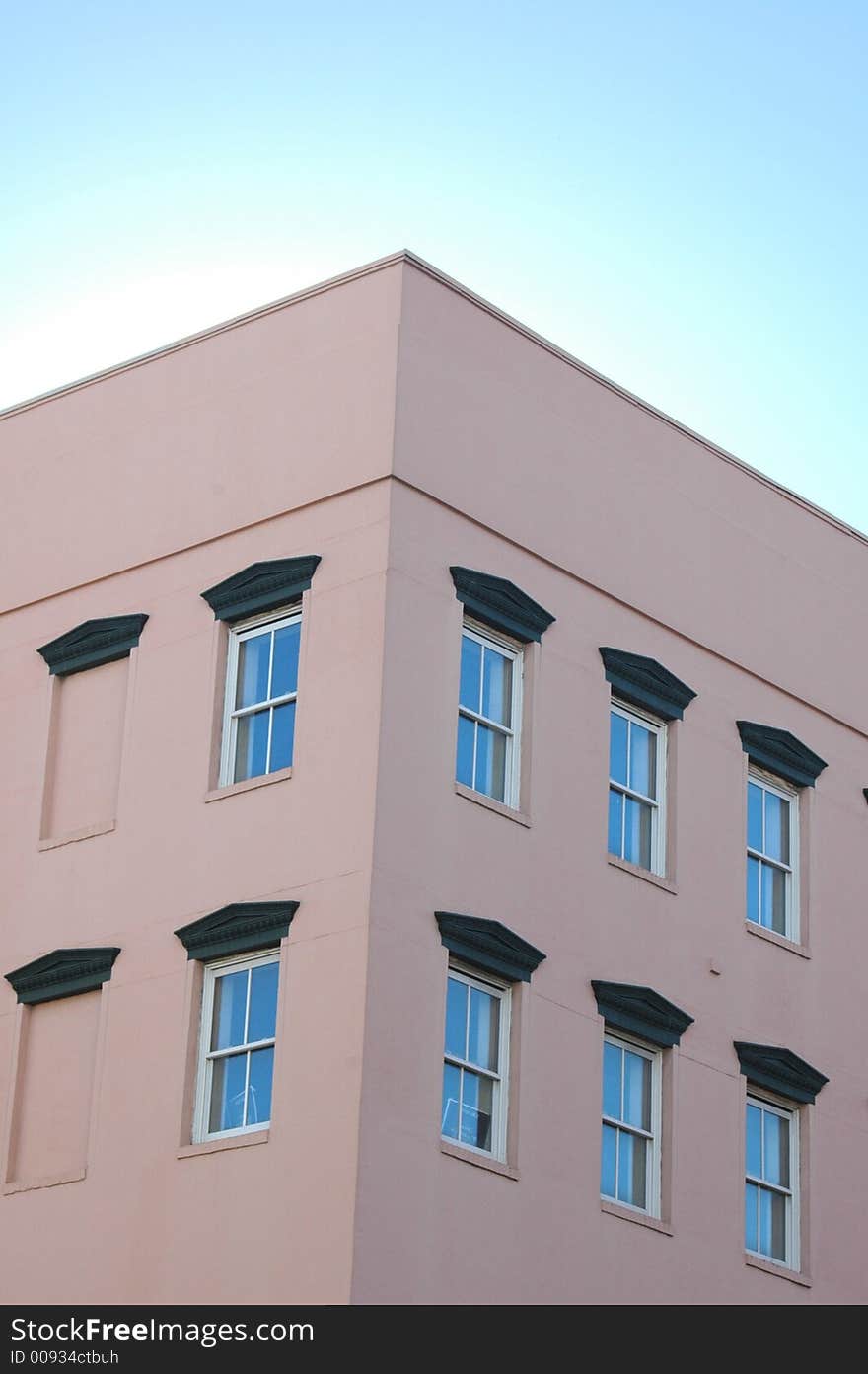 Business Building in Downtown Savannah, GA with clear blue skies. Business Building in Downtown Savannah, GA with clear blue skies