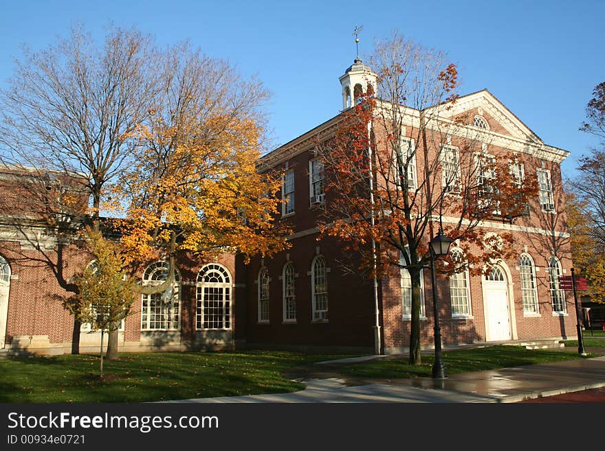 Historic museum building with blue sky back ground