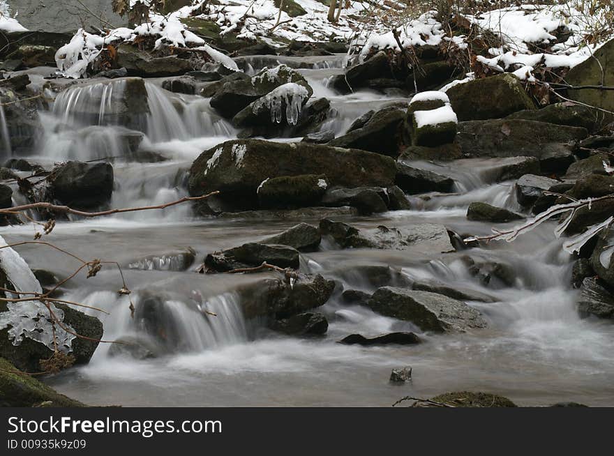 Flowing Creek In Winter