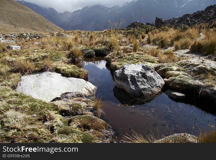 Small lake on the grassland in Cordilleras. Small lake on the grassland in Cordilleras