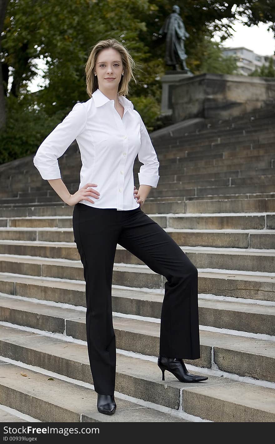 A young successful businesswomen posing outdoors. A young successful businesswomen posing outdoors.