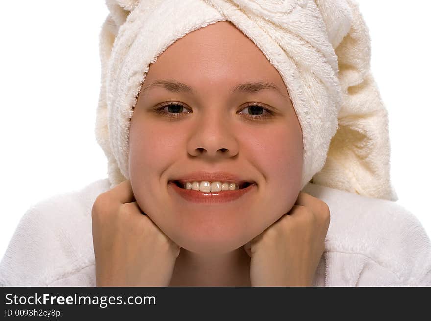 Beauty Girl In Towel After Shower