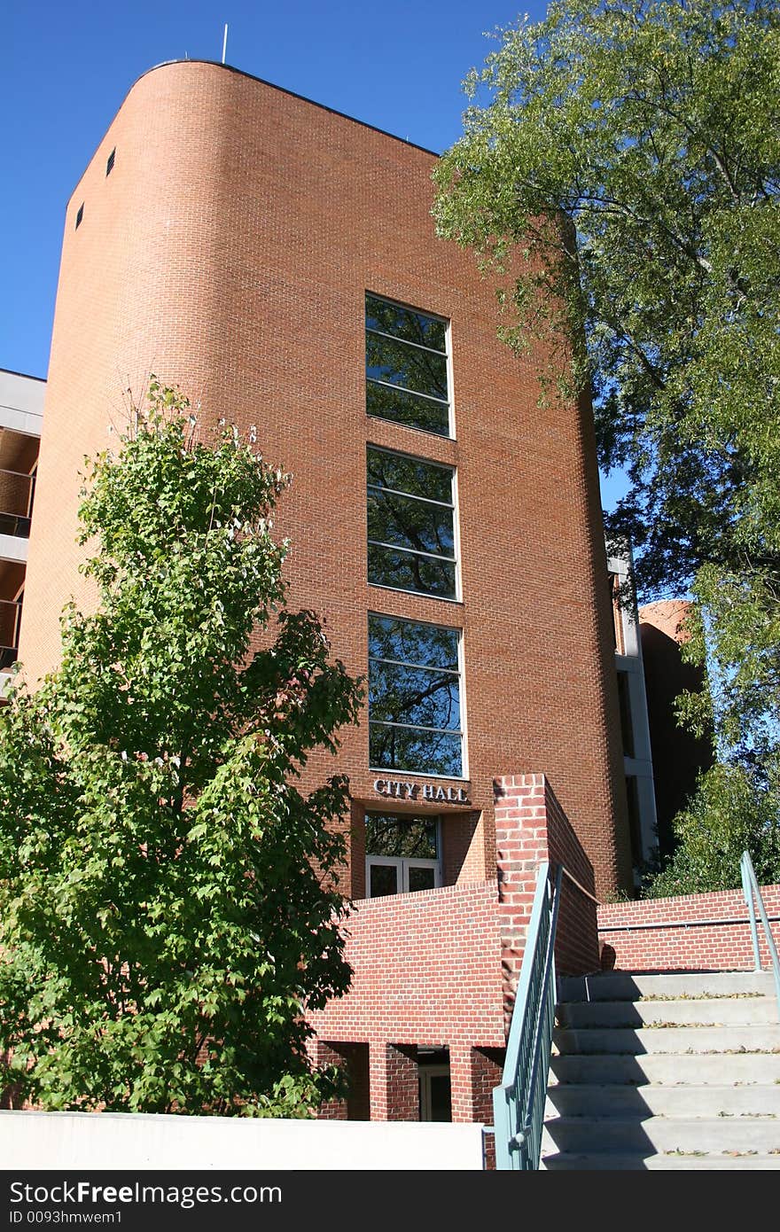 A Modern brick city government building. A Modern brick city government building