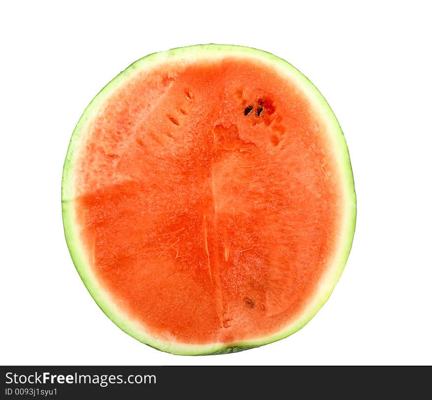 Section by watermelon on the white background. Section by watermelon on the white background