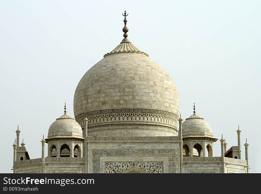 Domes of Taj Mahal mausoleum in early morning, Agra, India