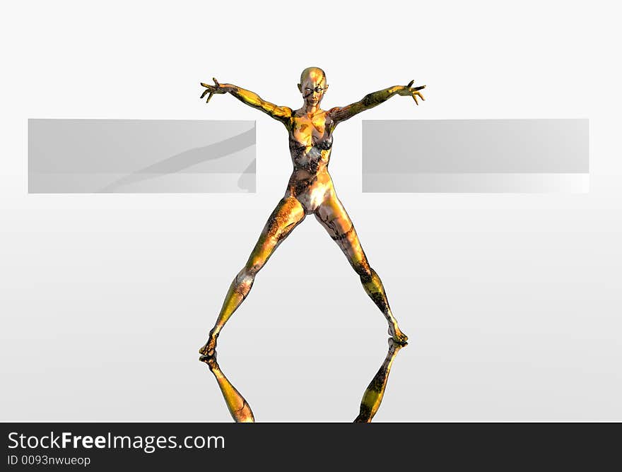 Gold and bronze marble girl