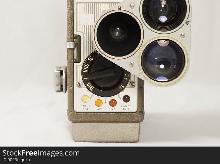 A vintage motion picture camera. A vintage motion picture camera