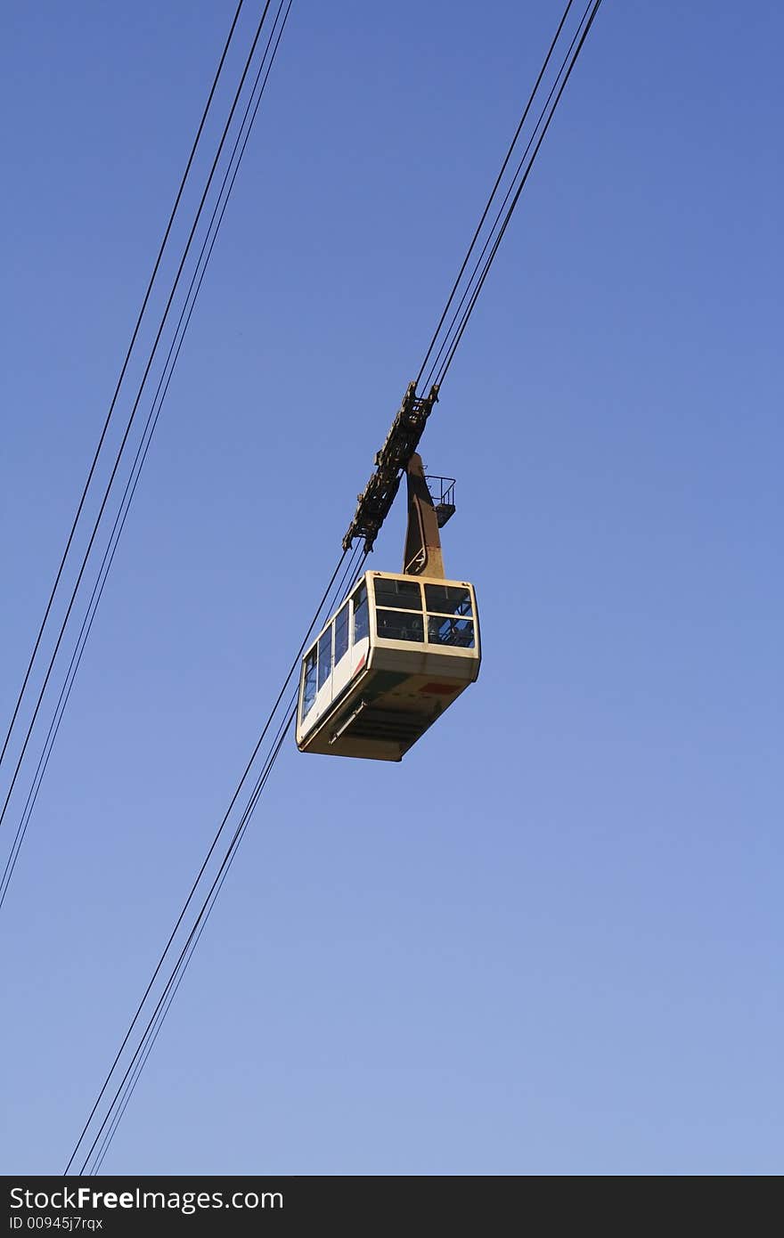 Cable car and blue sky-winter sky holiday suggestion