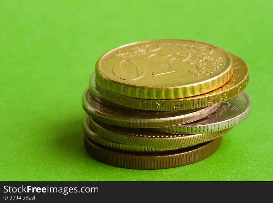 Few coins of the different states close up