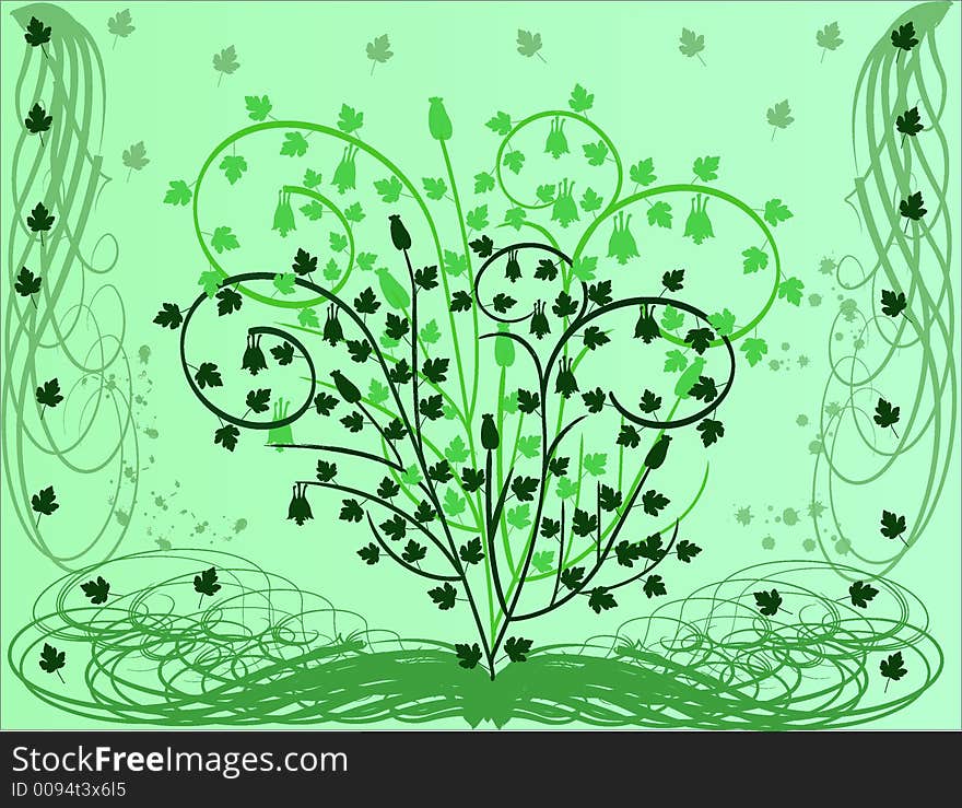 Floral background  in green - vector illustration. Floral background  in green - vector illustration