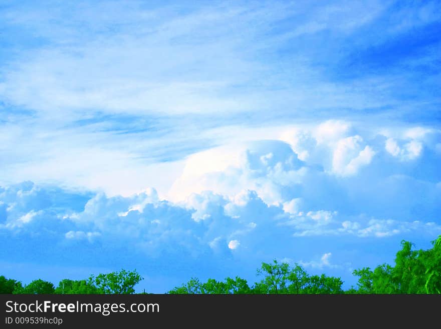 Loads of billowy clouds in different patterns and colors. Loads of billowy clouds in different patterns and colors.