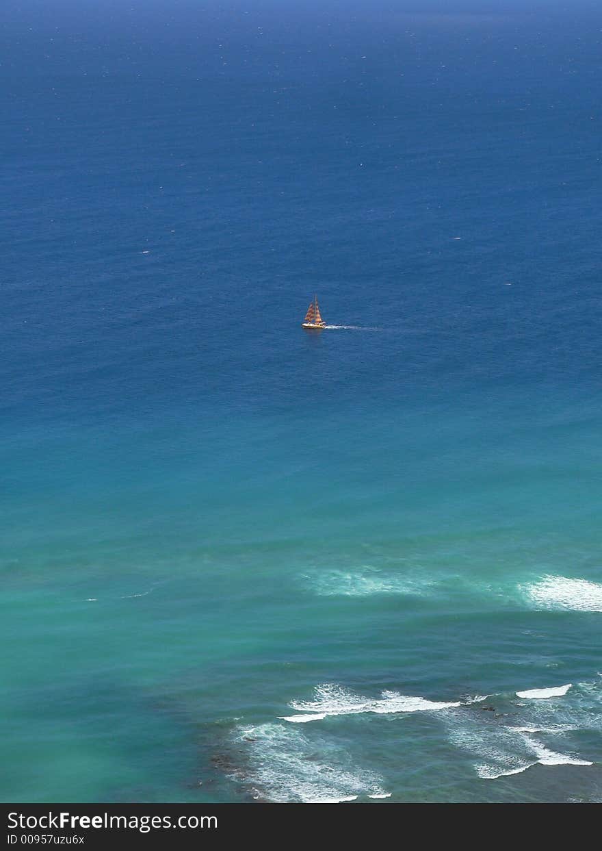 Sailing alone in the beautiful waters of Oahu, Hawaii. Sailing alone in the beautiful waters of Oahu, Hawaii