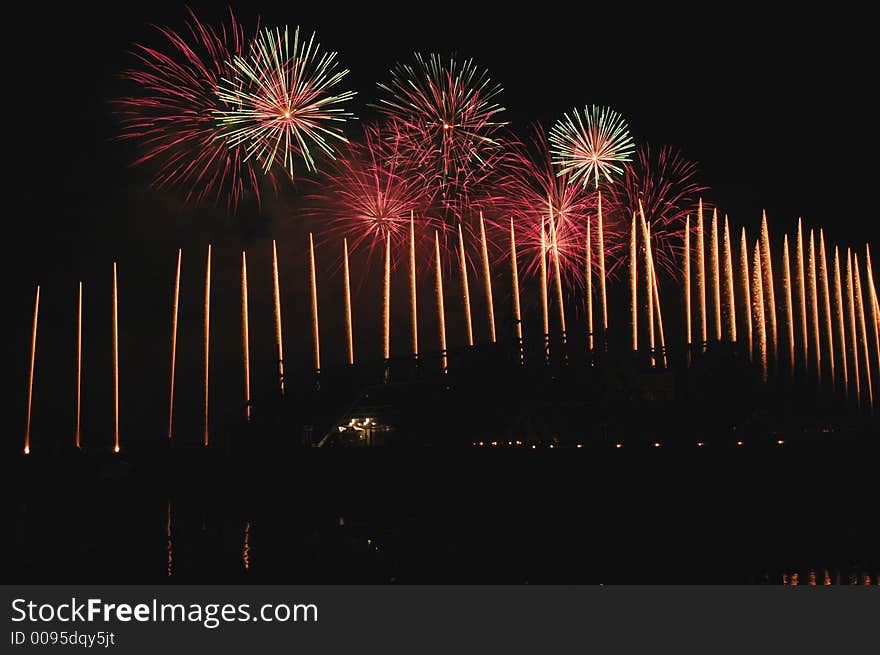 Detail of a festival of pyrotechny. Detail of a festival of pyrotechny