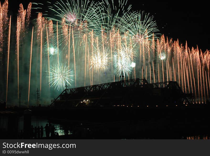 Detail of a festival of pyrotechny. Detail of a festival of pyrotechny