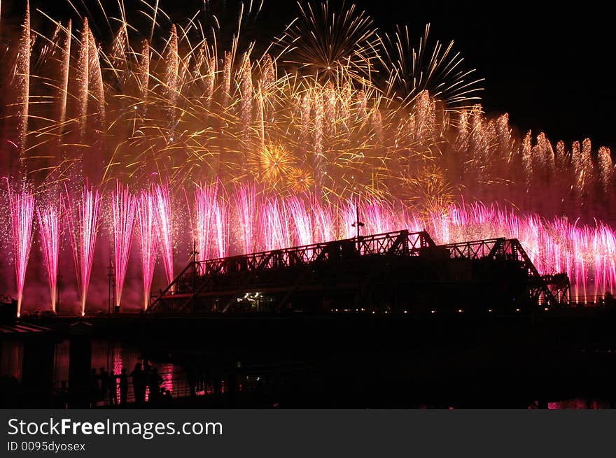 Detail of a festival of pyrotechny. Detail of a festival of pyrotechny