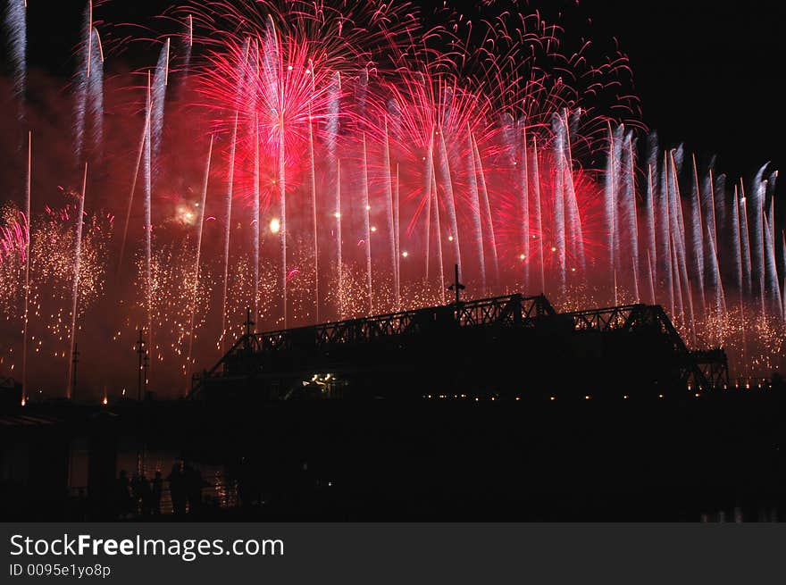 Detail of a festival pf pyrotechny. Detail of a festival pf pyrotechny