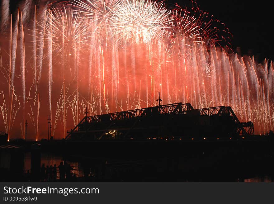 Detail of a festival of pyrotechny. Detail of a festival of pyrotechny