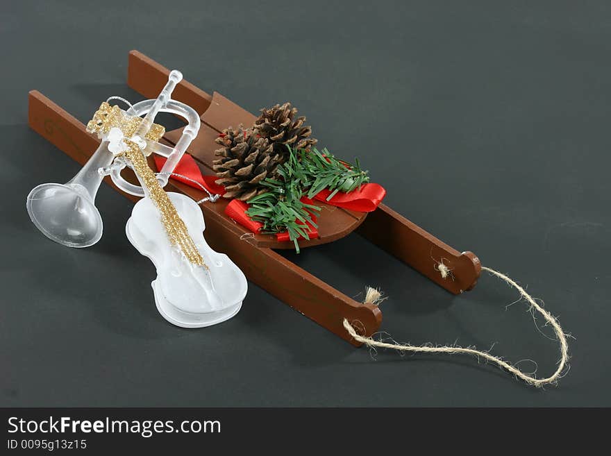 Christmas sleigh with instruments