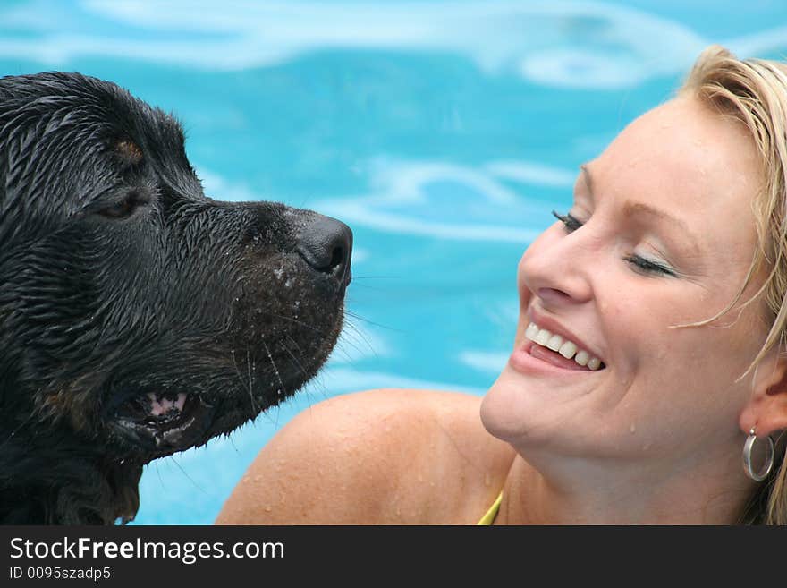 Swimming with dog