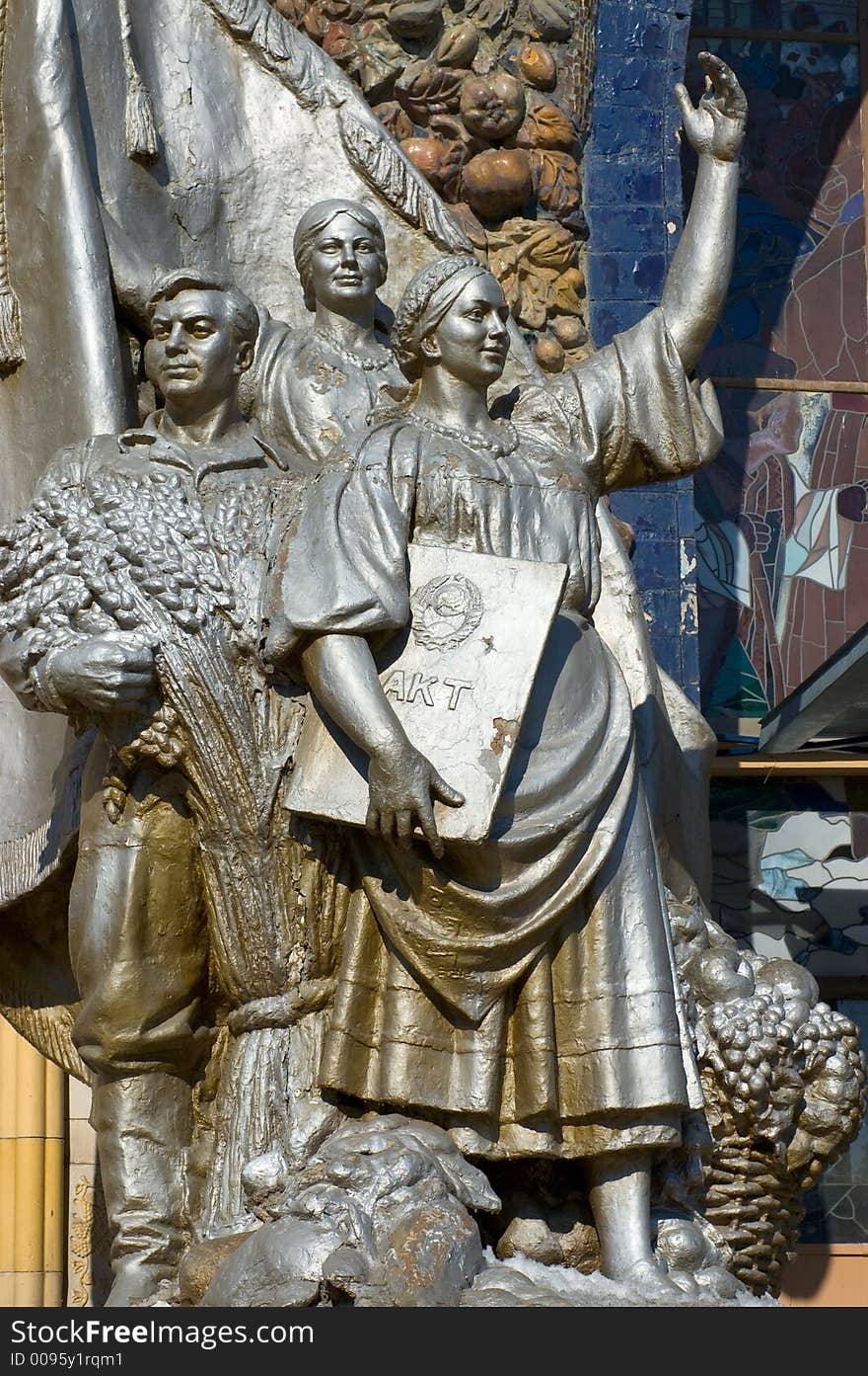 Monumental figures representing Russian communist regime time. Monumental figures representing Russian communist regime time