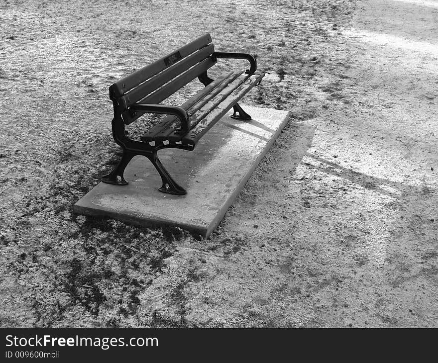 Abstract photo of Park Bench in winter.