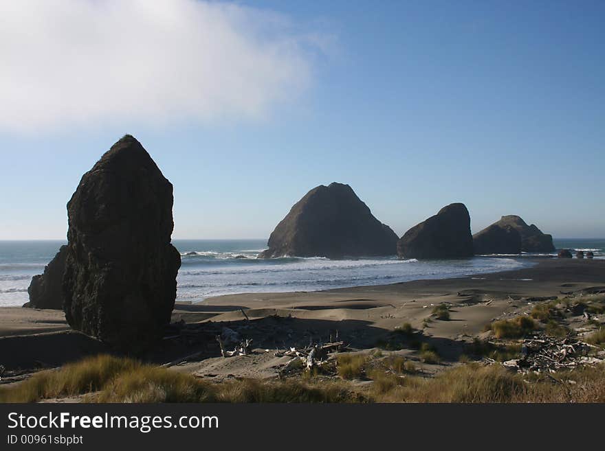 Rock stacks on beach in oregon. Rock stacks on beach in oregon