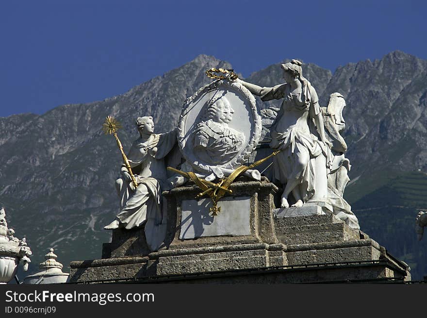 A detail of the Triumphpforte in Innsbruck, Austria. A detail of the Triumphpforte in Innsbruck, Austria