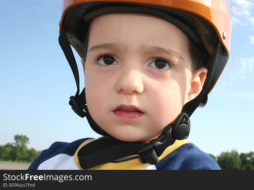 Toddler In Helmet