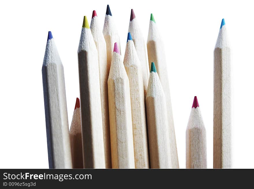 Colored pencils isolated on the white background