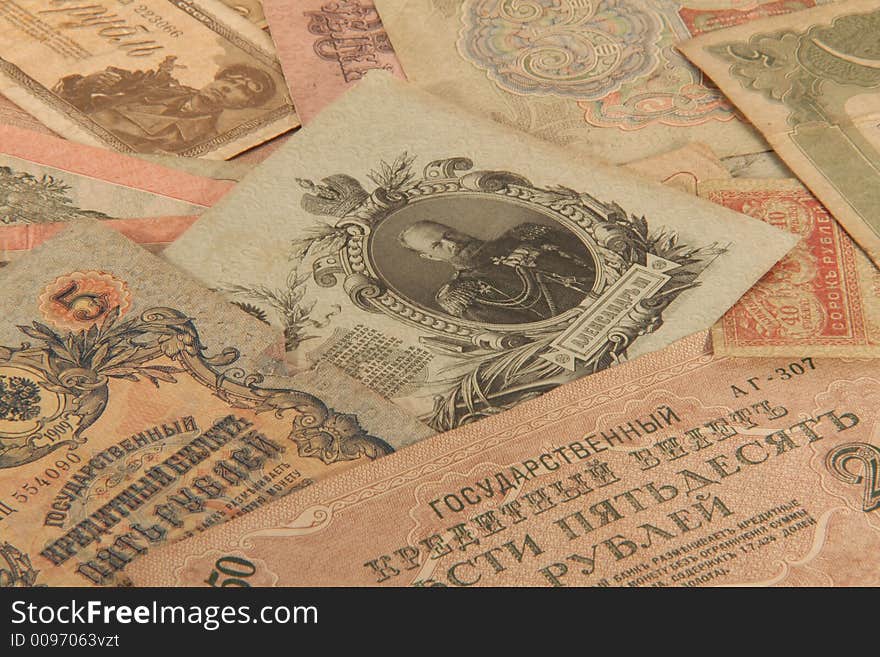 Old russian money on the table. Old russian money on the table