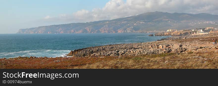 Portugal. Panoramic view of one beach at the Atlantic ocean