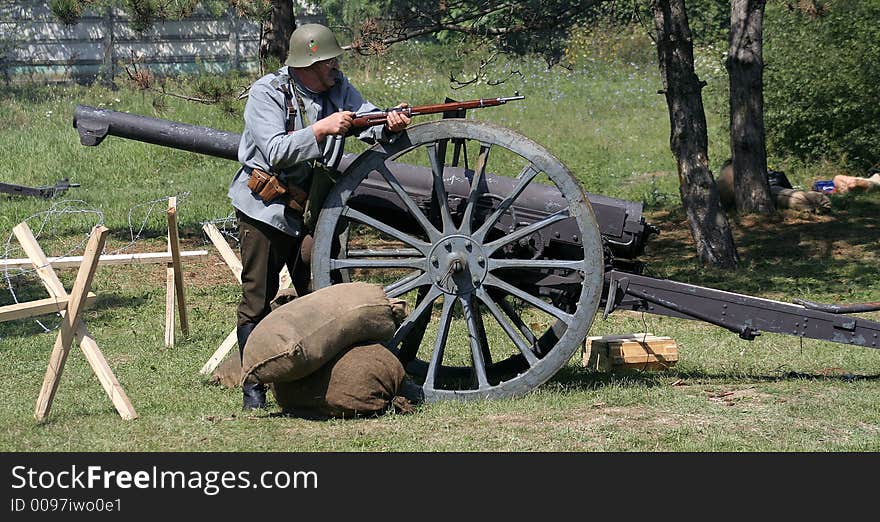 Soldier in a military show from first world war. Soldier in a military show from first world war