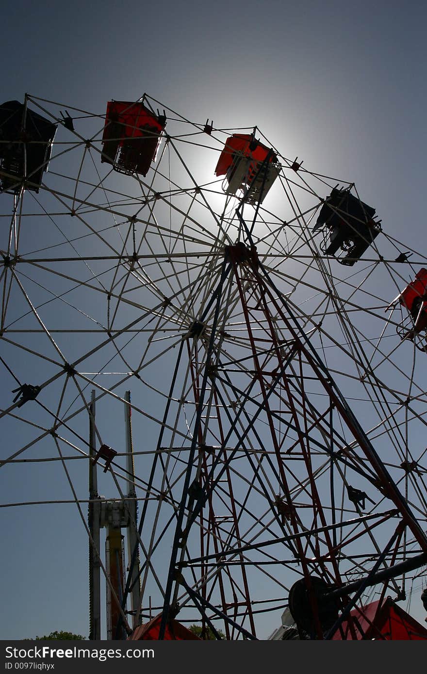 Silhouette of Ferris wheel with sun directly behind in Canterbury, New Zealand. Silhouette of Ferris wheel with sun directly behind in Canterbury, New Zealand