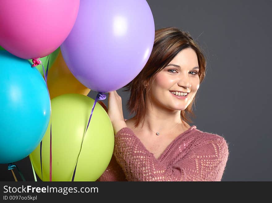 Model with balloon