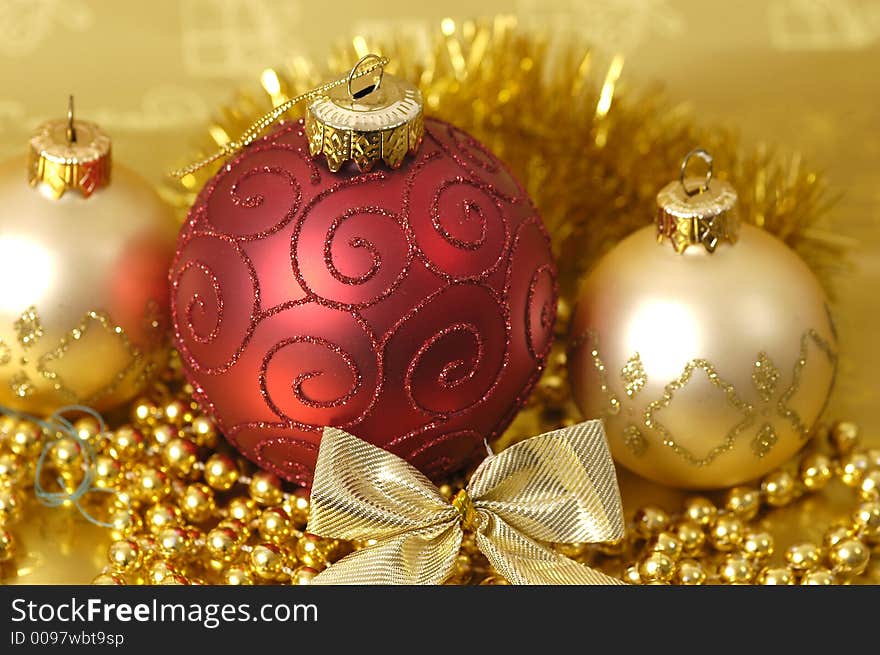 Christmas decoration on golden background. Browse other christmas decorations