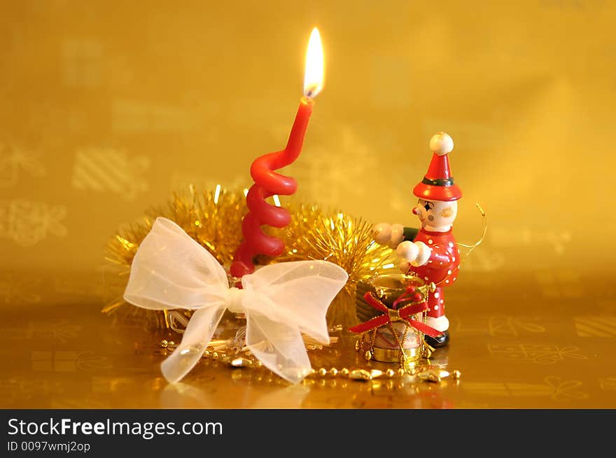 Christmas decoration on golden background.
<b><a href=http://www.dreamstime.com/christmasdecorations-colldet1204>
Browse other christmas decorations</a></b>