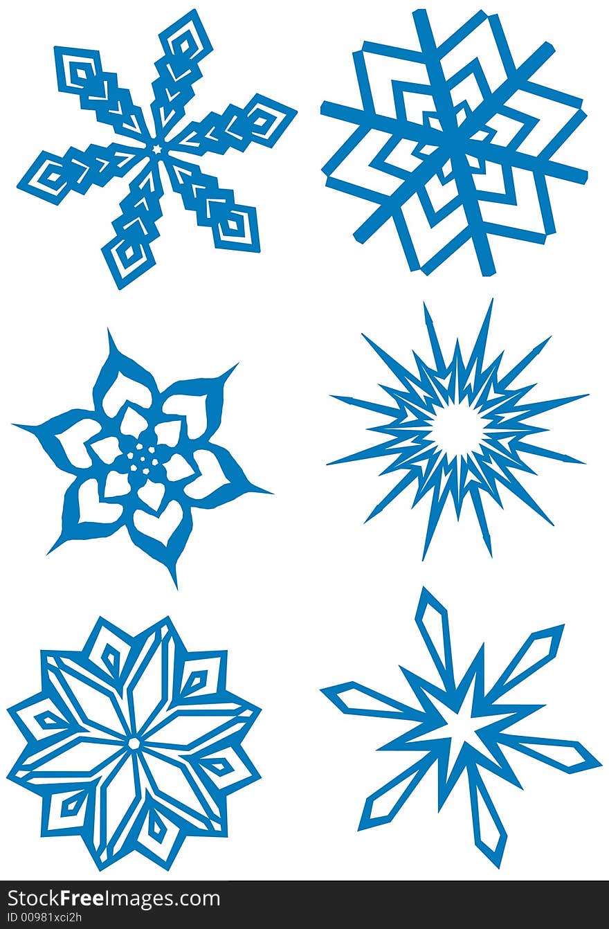 Six snowflakes cutted out of the paper style. Six snowflakes cutted out of the paper style