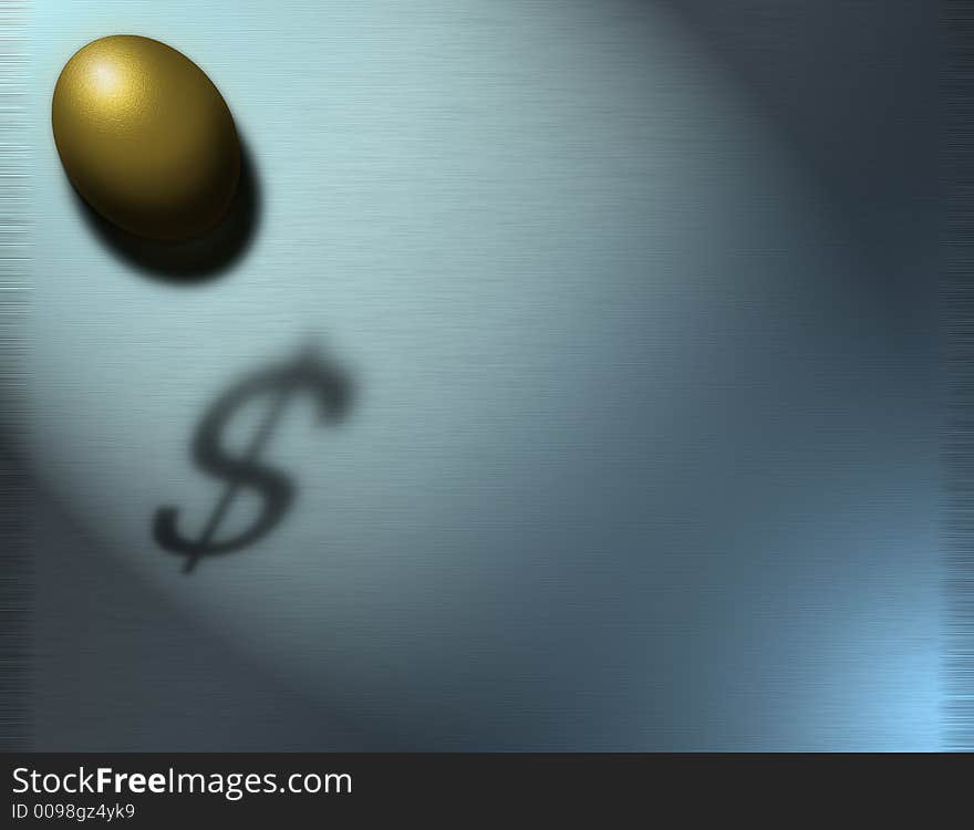 A golden egg and Dollar symbol shadow. A golden egg and Dollar symbol shadow