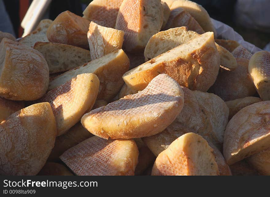 A close up of a lot of bread