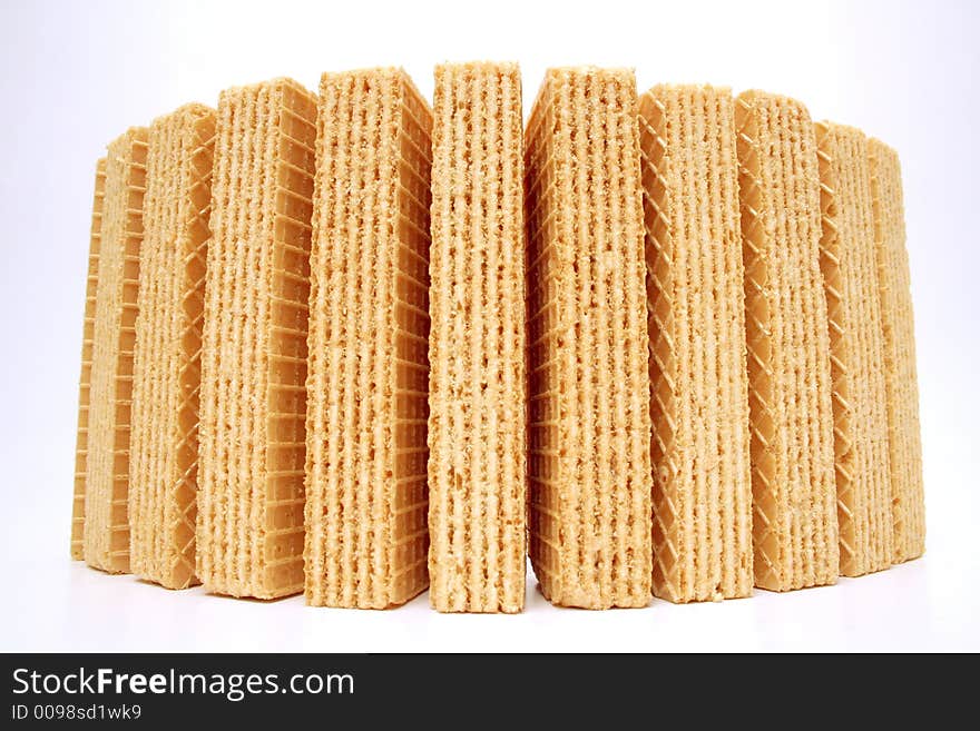 Wafers with a vanilla cream standing a semicircle wide