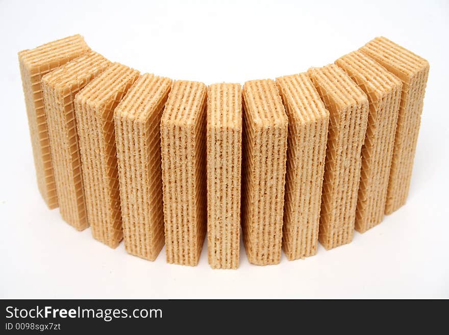 Wafers With A Vanilla Cream Standing A Semicircle Wide