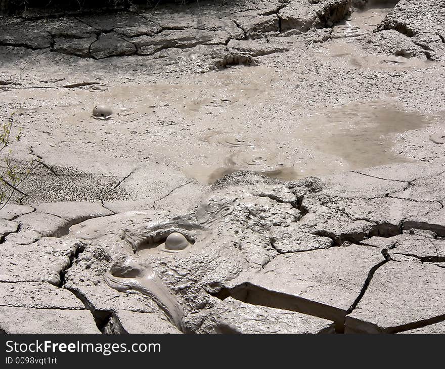 Pond containing hot mud in thermal area of New Zealand. Pond containing hot mud in thermal area of New Zealand