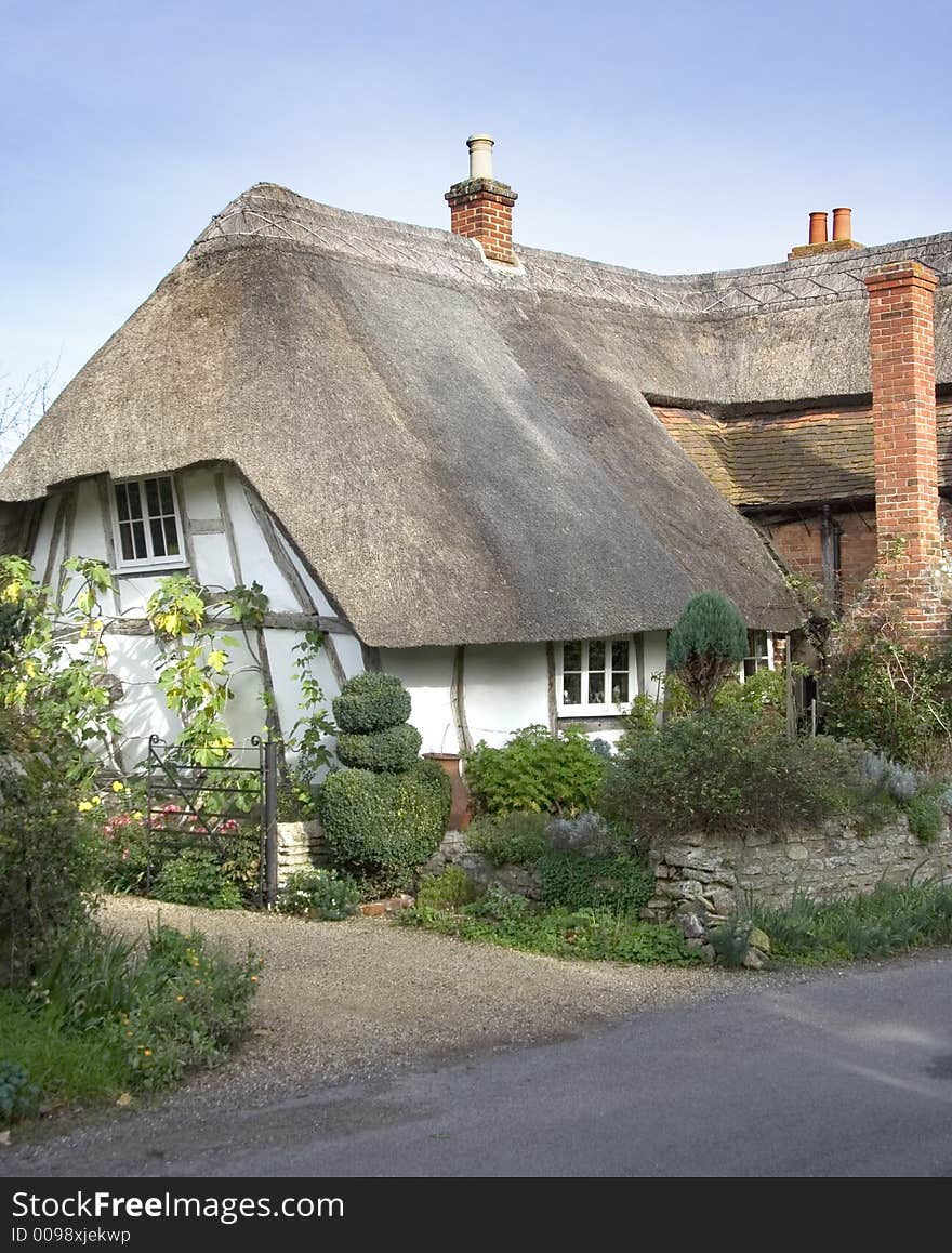 Quaint Thatched Village Cottage in a Rural England