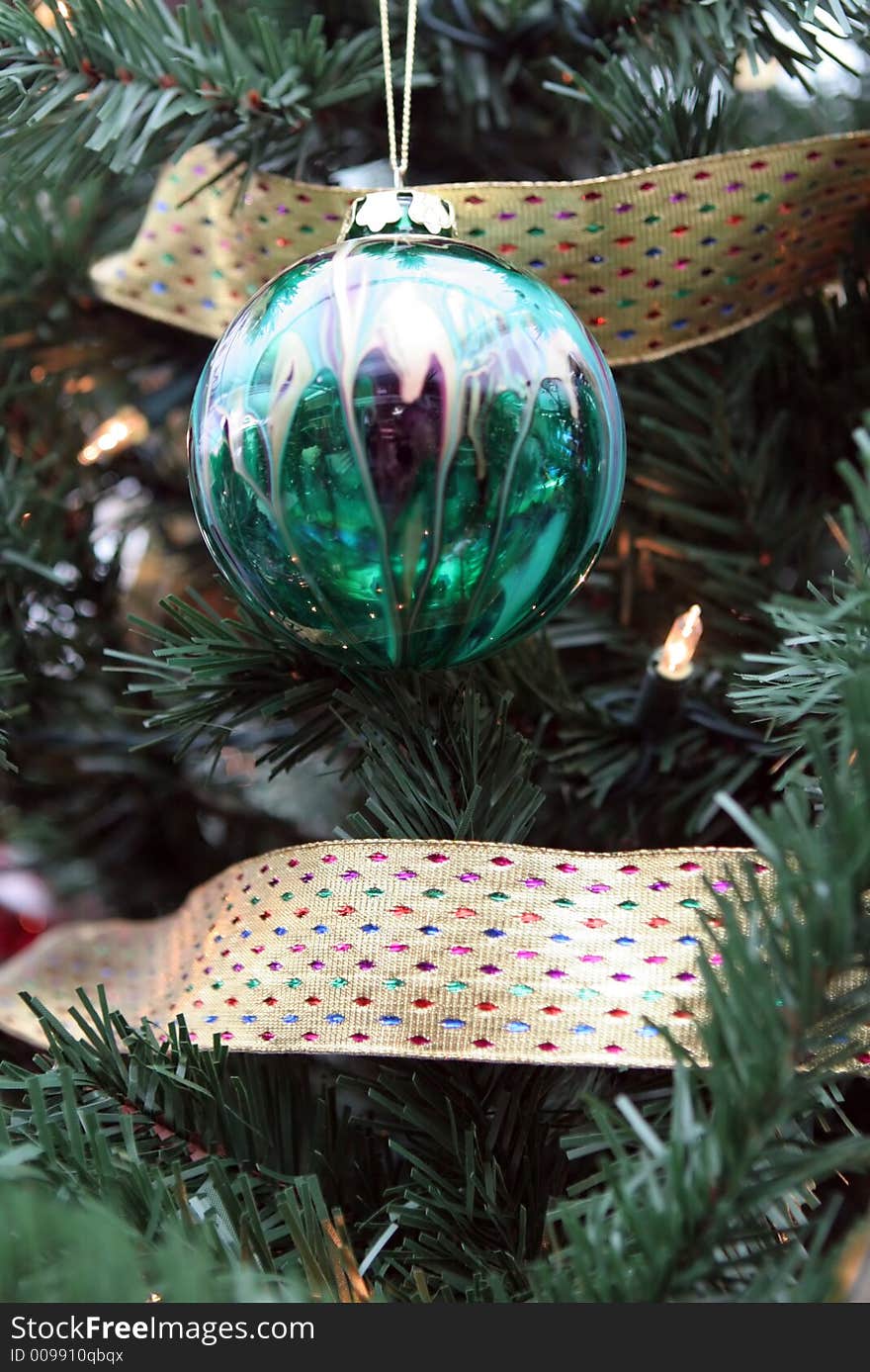 Glass ball Christmas decoration on a tree