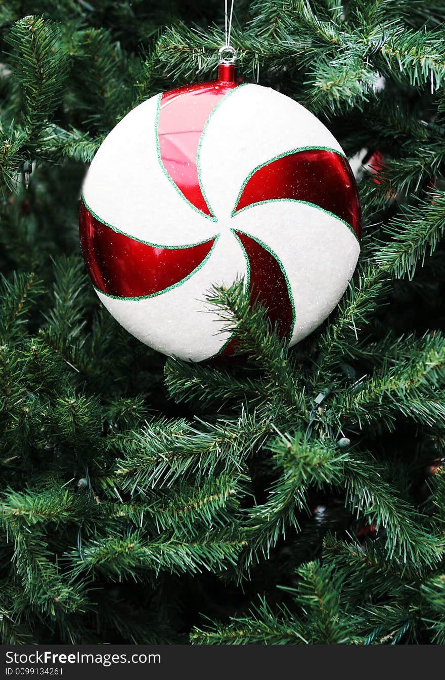 Candy Christmas decoration on a tree