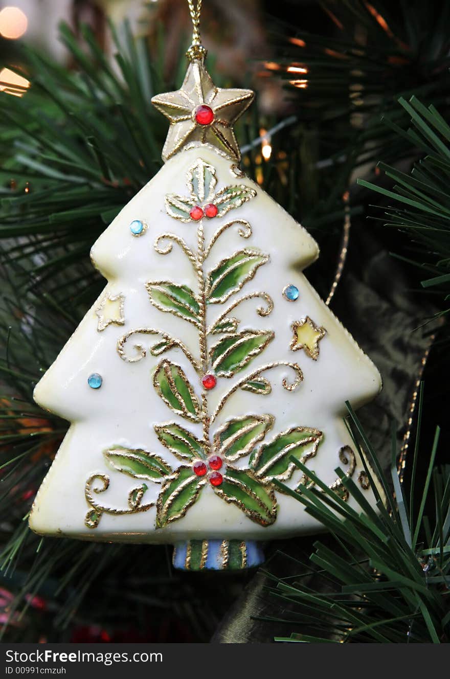 Christmas tree decoration on a tree. Christmas tree decoration on a tree