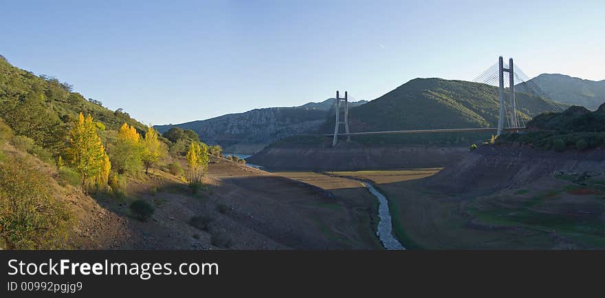 Highway Bridge Across Dried Reservoir