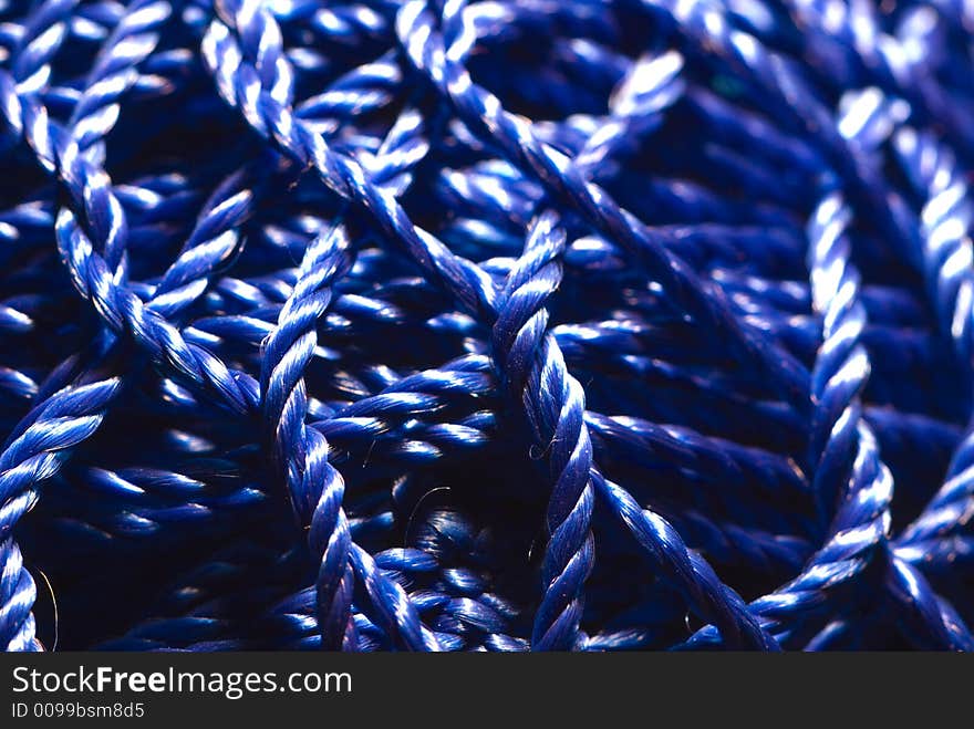 A crowd of blue cords building a network. A crowd of blue cords building a network