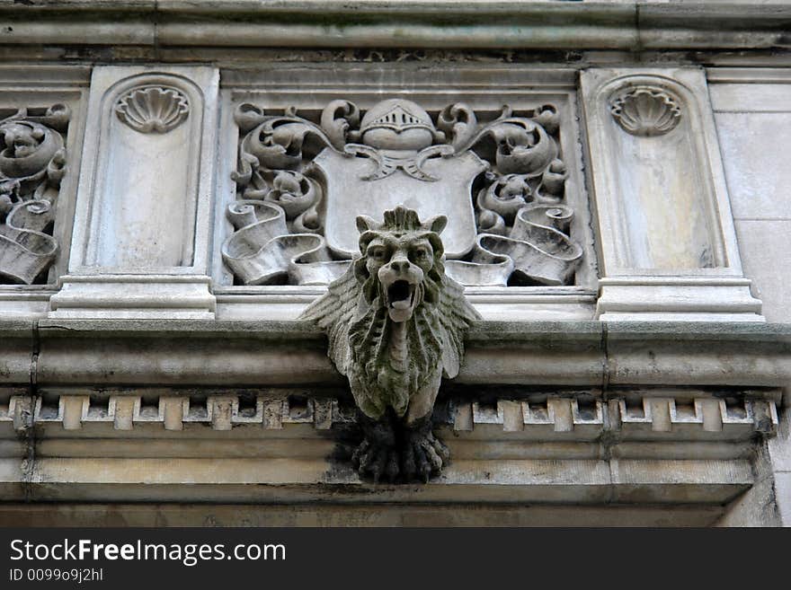 Detail  Elaborate Mansion With Coat Of Arms