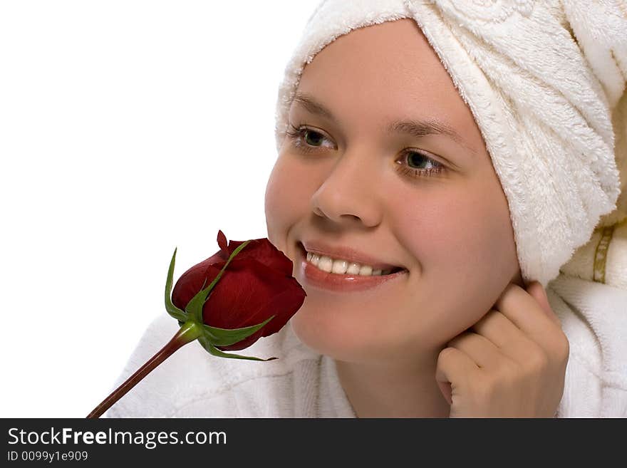 Beauty Girl In Towel After Shower